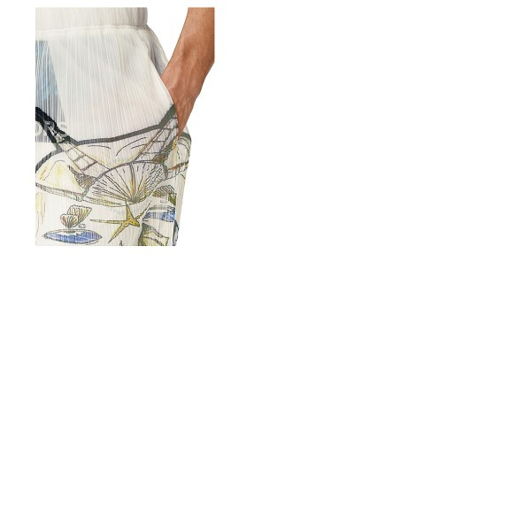 버버리 버버리 Burberry White Marine Sketch Sheer Plisse Shorts 4567456