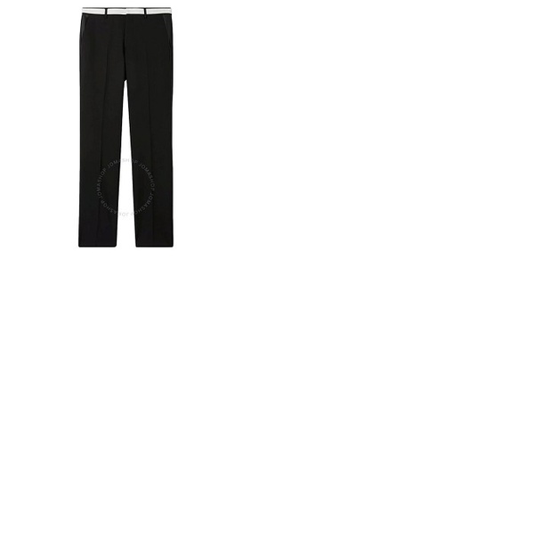 버버리 버버리 Burberry Mens Black Classic Fit Lambskin Detail Wool Tailored Trousers 8028416