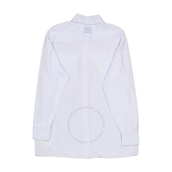 버버리 버버리 Burberry Pale Blue Irem Silk Crepe De Chine Logo Detail Oversized Shirt 8044688