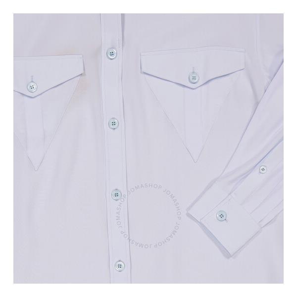 버버리 버버리 Burberry Pale Blue Irem Silk Crepe De Chine Logo Detail Oversized Shirt 8044688