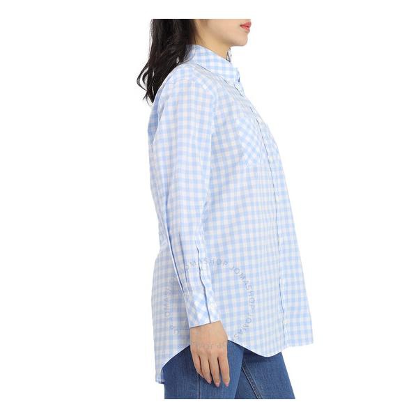 버버리 버버리 Burberry Ladies Pale Blue Pattern Gingham Cotton Poplin Shirt Dress 4564553