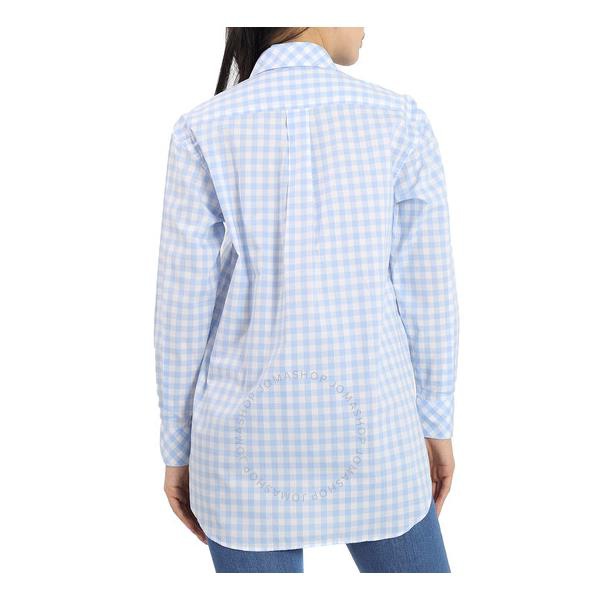 버버리 버버리 Burberry Ladies Pale Blue Pattern Gingham Cotton Poplin Shirt Dress 4564553