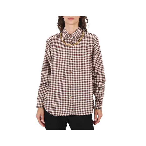 버버리 버버리 Burberry Gingham Cotton Check Chain Detail Shirt 4562578