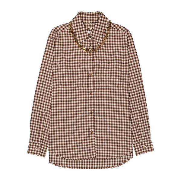 버버리 버버리 Burberry Gingham Cotton Check Chain Detail Shirt 4562578
