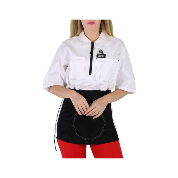 버버리 버버리 Burberry Ladies Optic White Knitted Panel Short-Sleeved Shirt 4564507
