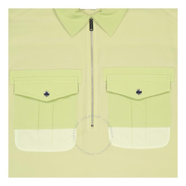 버버리 버버리 Burberry Ladies Mist Green Ilona Zip-front Silk Bowling Shirt 8041117