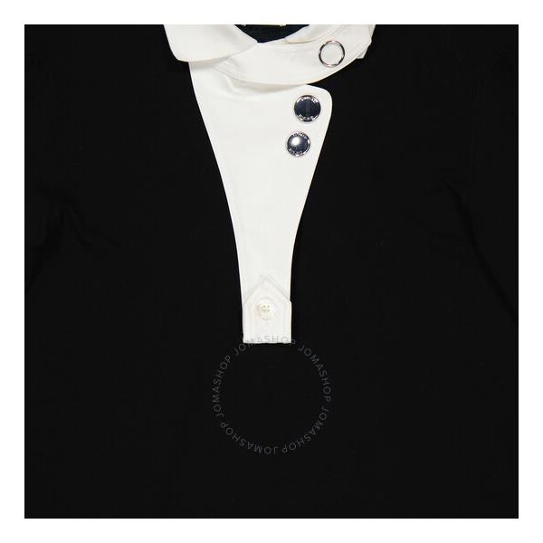 버버리 버버리 Burberry Ladies Black Contrast-Collar Pique Reconstructed Polo Shirt 4567981