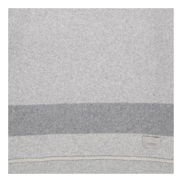 버버리 버버리 Burberry Ladies Pale Grey Melange Stripe-Detail Logo Patch Hoodie 8045243