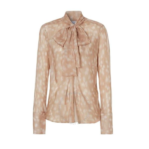 버버리 버버리 Burberry Beige Deer Print Pussybow Blouse 8024255