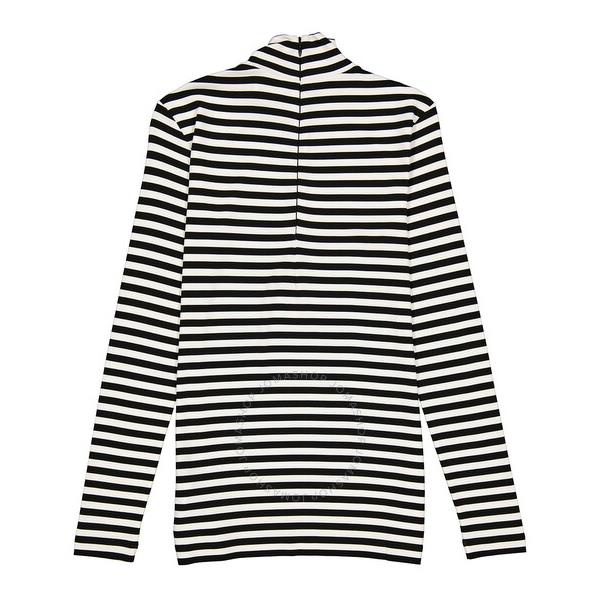 버버리 버버리 Burberry Ladies Black Striped Stretch Jersey Turtleneck Top 4564514