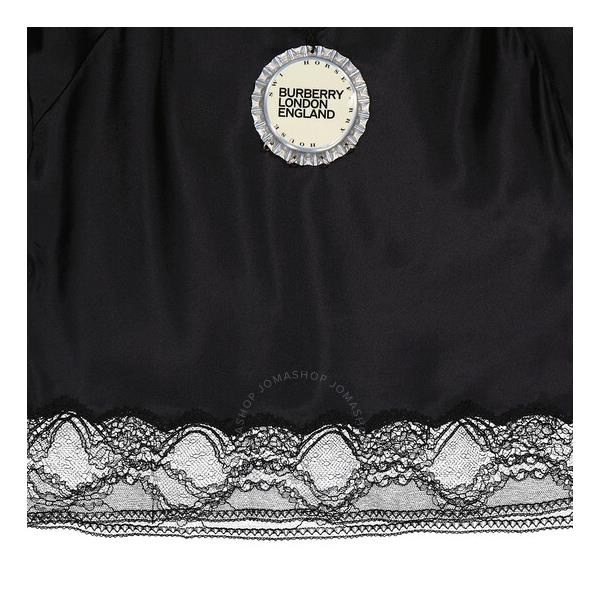 버버리 버버리 Burberry Black Satin And Lace Camisole With Bottle Cap Detail 4562614