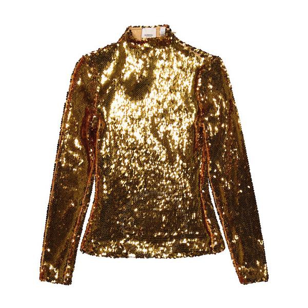 버버리 버버리 Burberry Ladies Gold Sequinned Turtleneck Top 4562638