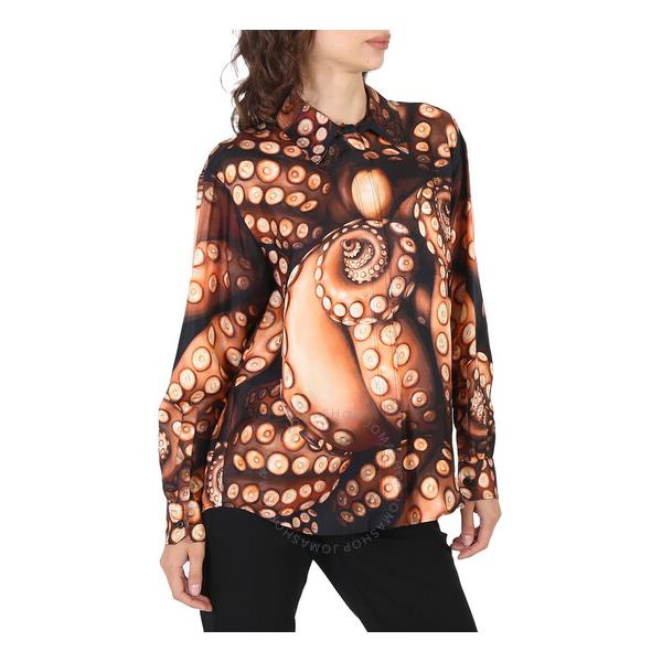 버버리 버버리 Burberry Silk Twill Octopus Print Long-sleeve Oversized Shirt 4562406
