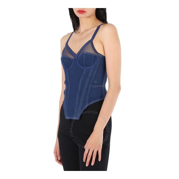 버버리 버버리 Burberry Ladies Dark Canvas Blue Denim Corset Top 4567855