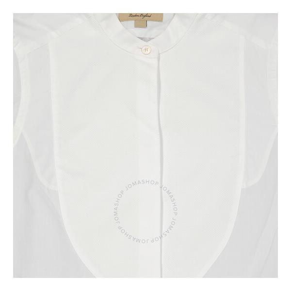버버리 버버리 Burberry Ladies Natural White Bib Detail Cotton Longline Tunic Shirt 4059344