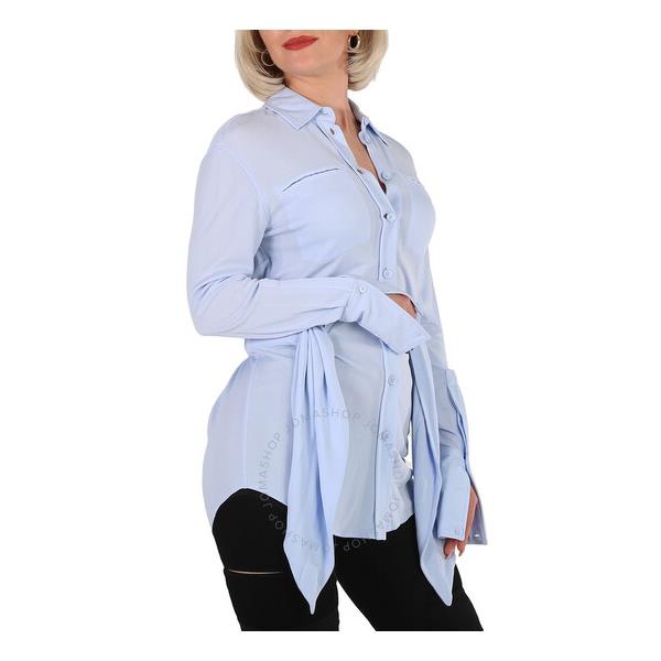 버버리 버버리 Burberry Ladies Pale Blue Sash Detail Jersey Oversized Shirt 4566397