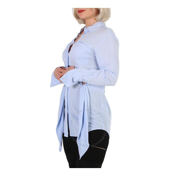 버버리 버버리 Burberry Ladies Pale Blue Sash Detail Jersey Oversized Shirt 4566397