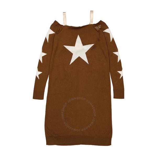 버버리 버버리 Burberry Ladies Mahogany Star Motif Reconstructed Wool Sweater Dress 4566631