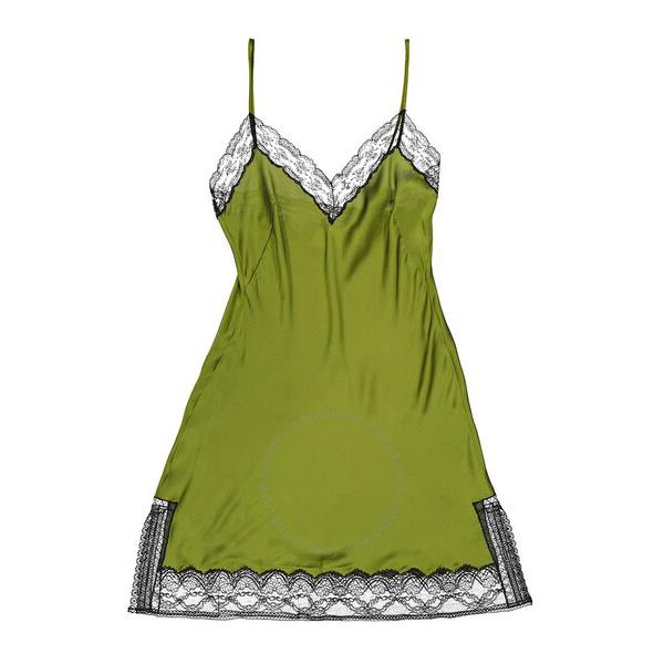 버버리 버버리 Burberry Cedar Green Silk-satin Lace-trimmed Mini Dress 4562549