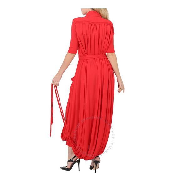 버버리 버버리 Burberry Ladies Bright Red Veva Gathered Jersey Dress 8017535