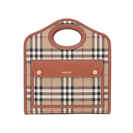 버버리 Burberry Ladies Briar Brown Check And Leather Mini Pocket Bag 8066166