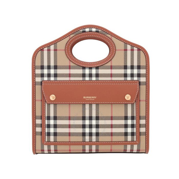 버버리 버버리 Burberry Ladies Briar Brown Check And Leather Mini Pocket Bag 8066166