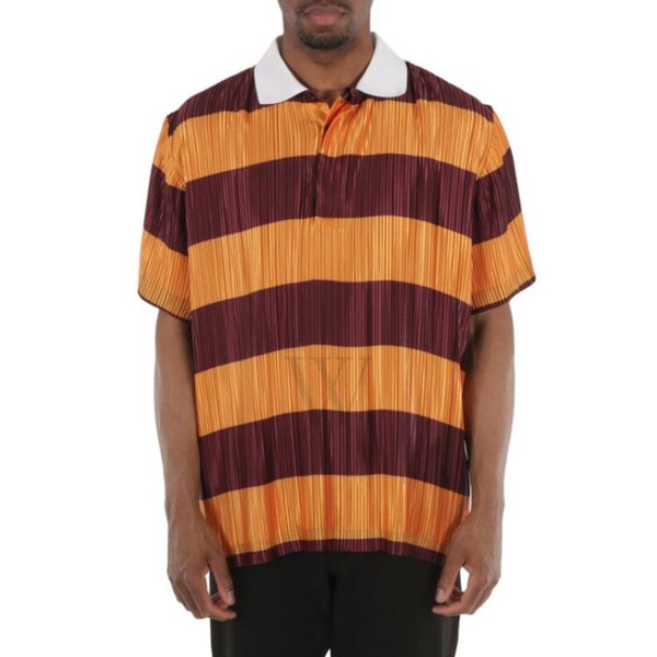 버버리 버버리 Burberry Striped Plisse-pleated Polo Shirt 4565873