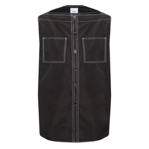 버버리 버버리 Burberry MEN'S Black Topstitched Sleeveless Shirt 8051894