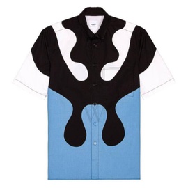 버버리 Burberry Abstract Print Short-Sleeve Shirt In Blue Topaz 8051924
