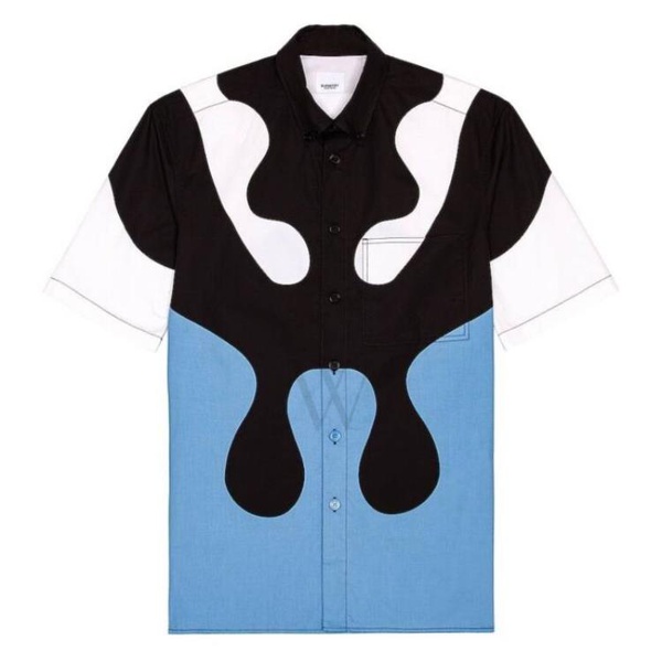 버버리 버버리 Burberry Abstract Print Short-Sleeve Shirt In Blue Topaz 8051924