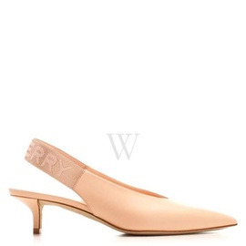 버버리 Burberry Ladies Peach Pink Malinda Logo Slingback Pointy Toe Pumps 8055864