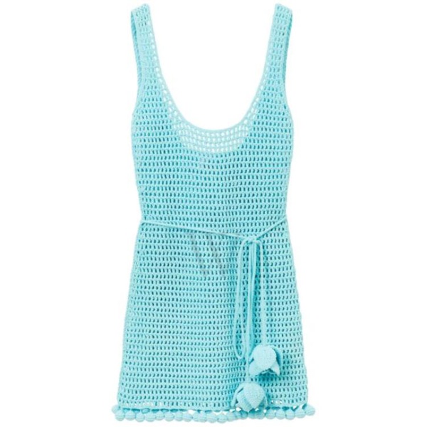 버버리 버버리 Burberry Ladies Bright Topaz Blue Crochet Mini Dress 8071640