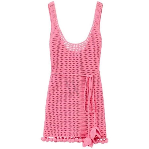 버버리 버버리 Burberry Ladies Bubblegum Pink Crochet Mini Dress 8071639