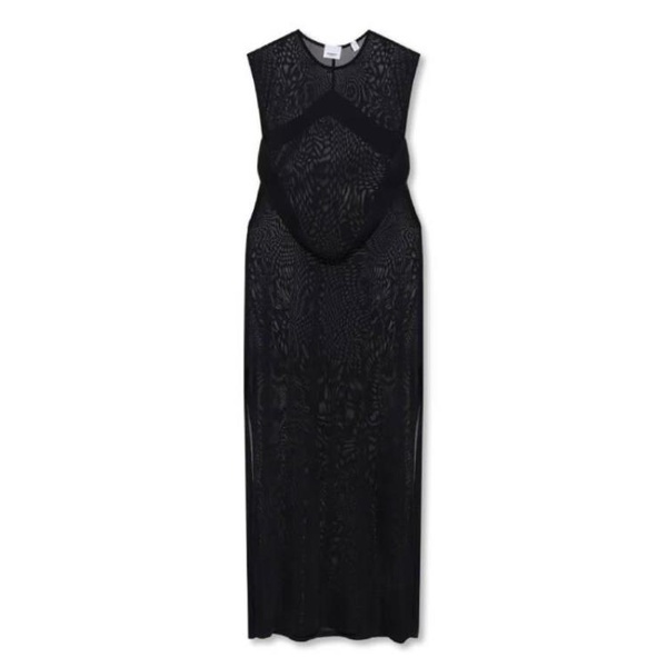 버버리 버버리 Burberry Ladies Black Side-Slit Sheer Maxi Dress 8054419