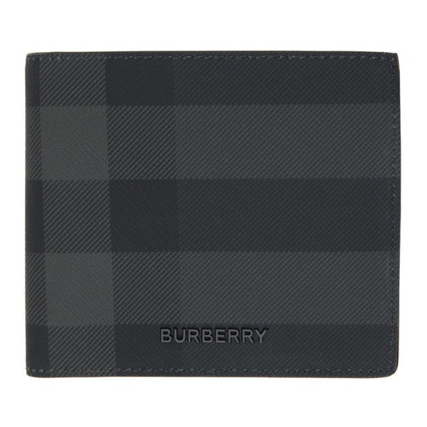 버버리 버버리 Burberry Black & Gray Check Wallet 241376M164023