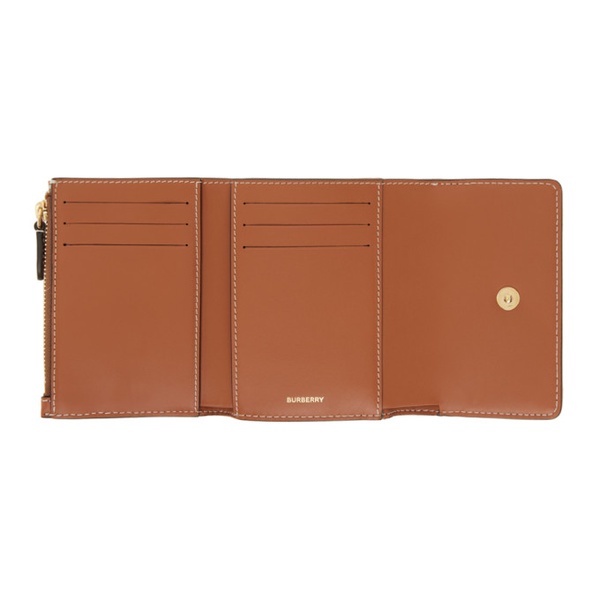 버버리 버버리 Burberry Beige Check & Leather Small Folding Wallet 241376F040005