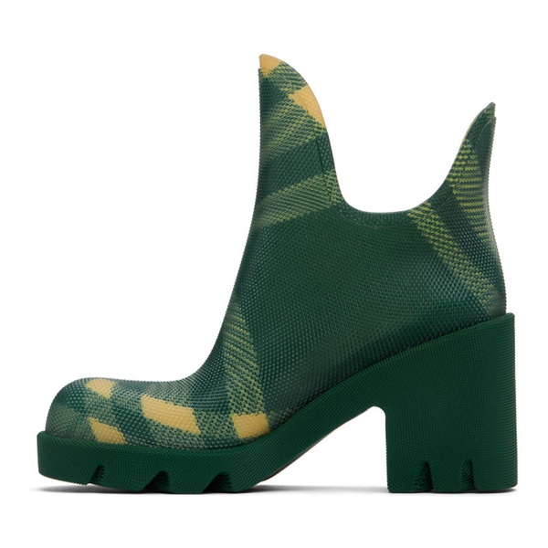 버버리 버버리 Burberry Green Check Rubber Marsh Heel Boots 241376F113000
