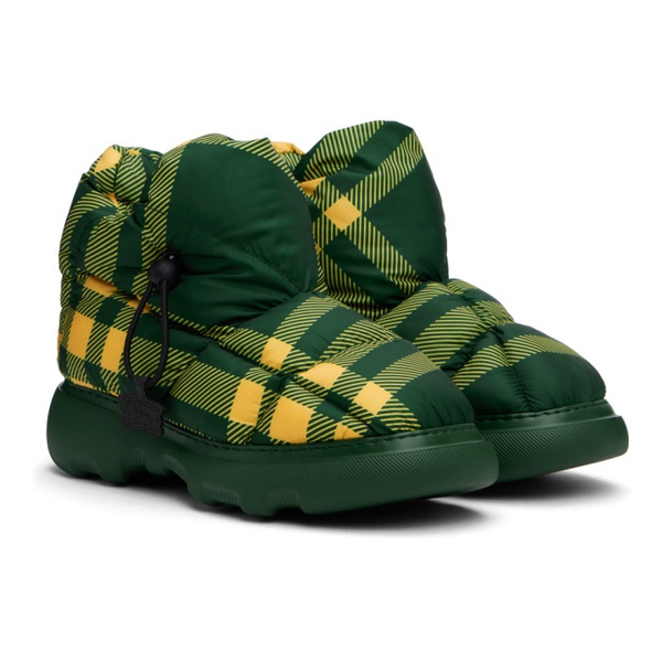 버버리 버버리 Burberry Green & Yellow Check Pillow Boots 241376M223010