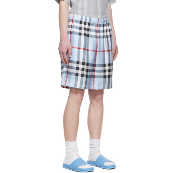 버버리 버버리 Burberry Blue Silk Shorts 221376M193006