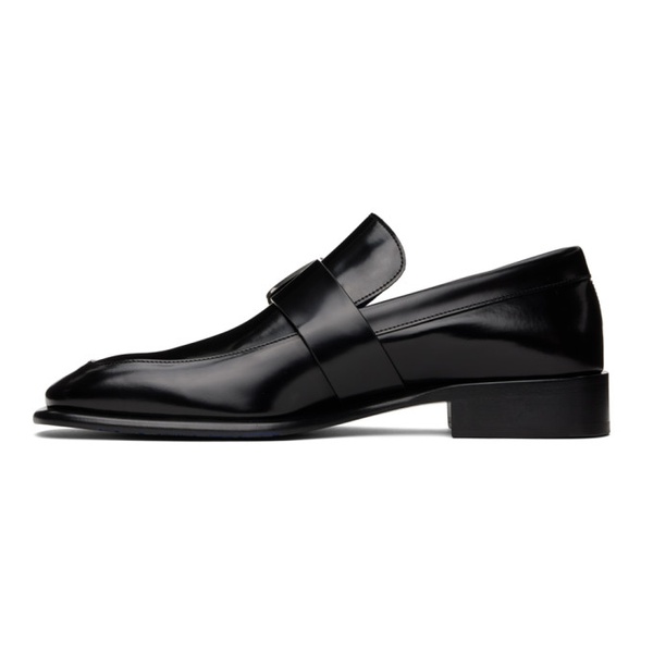 버버리 버버리 Burberry Black Leather Shield Loafers 241376M231008