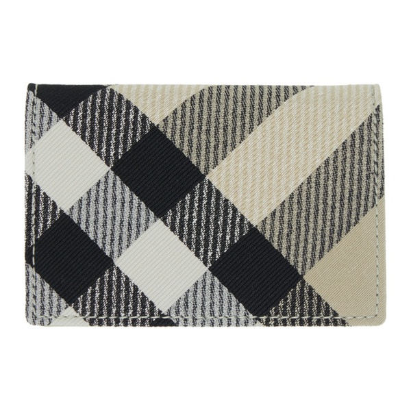 버버리 버버리 Burberry Taupe & Black Check Business Card Holder 241376F037012