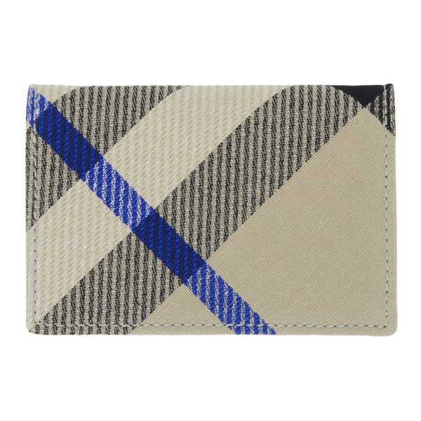 버버리 버버리 Burberry Taupe & Black Check Business Card Holder 241376F037012