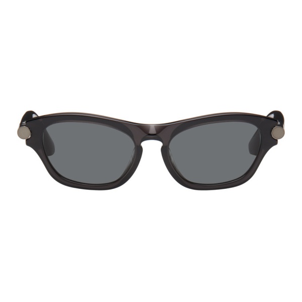 버버리 버버리 Burberry Gray Tubular Oval Sunglasses 242376M134010
