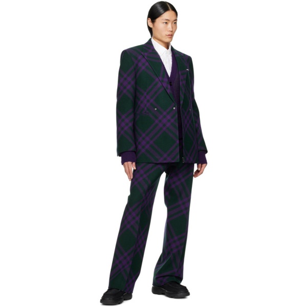 버버리 버버리 Burberry Green & Purple Check Blazer 232376M195001