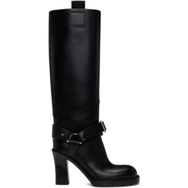 버버리 Burberry Black Leather Stirrup High Boots 241376F115003