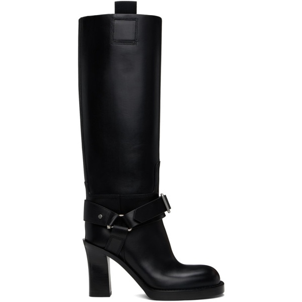 버버리 버버리 Burberry Black Leather Stirrup High Boots 241376F115003
