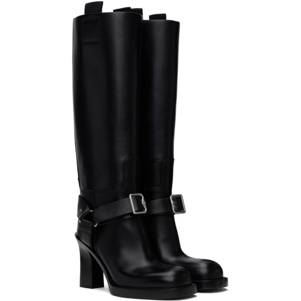 버버리 버버리 Burberry Black Leather Stirrup High Boots 241376F115003