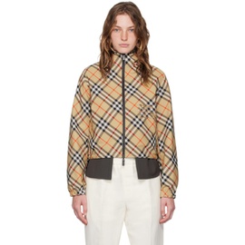 버버리 Burberry Beige Cropped Check Reversible Jacket 241376F063016