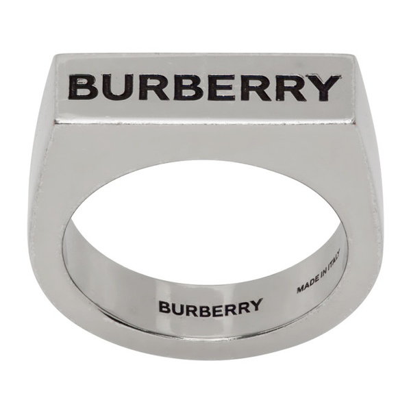 버버리 버버리 Burberry Silver Logo Engraved Ring 231376M147001