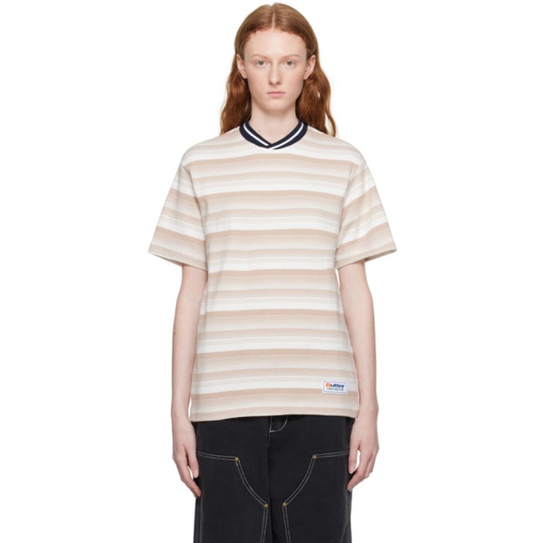  Butter Goods Taupe & White Striped T-Shirt 232888F110005